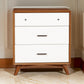 Modern Style Wooden Chest With Three Drawers and Flared Legs, Brown and White - 999-04 By Casagear Home