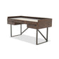 Three Drawers Wooden Desk with Tubular Metal Base and Bar Handles Brown and Black - H633-27 By Casagear Home AYF-H633-27