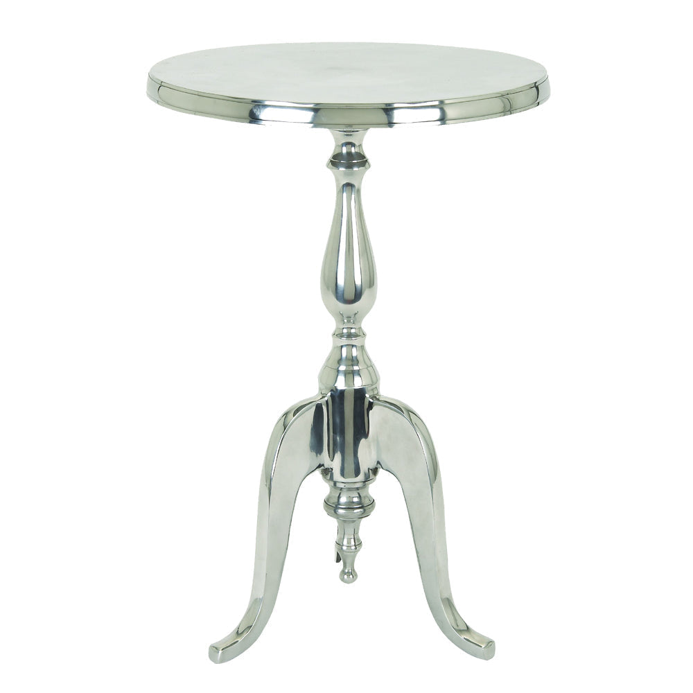 Traditional Style Aluminum Accent Table With Pedestal Base Silver - BM01816 BM01816