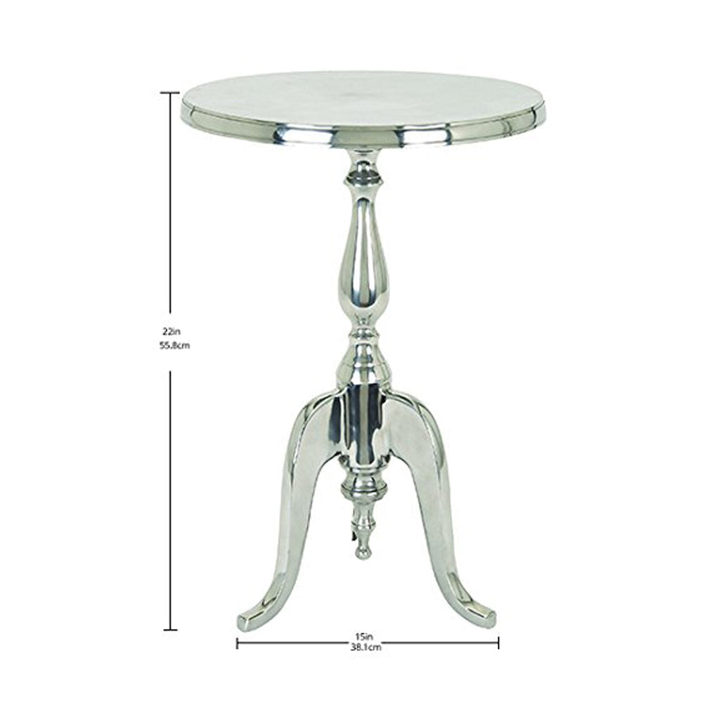 Traditional Style Aluminum Accent Table With Pedestal Base Silver - BM01816 BM01816