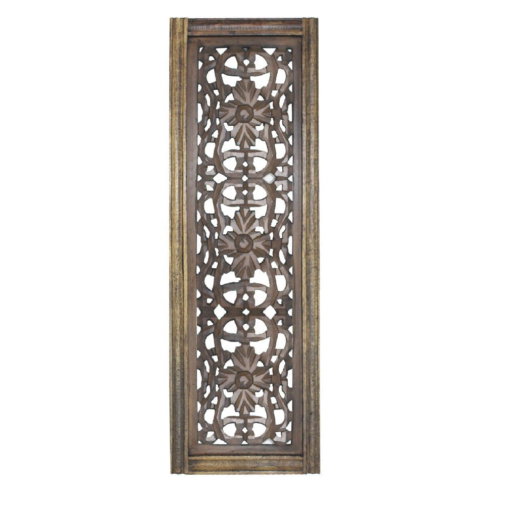 Benzara Floral Hand Carved Wooden Wall Panels Assortment of Two Brown - BM01881 BM01881