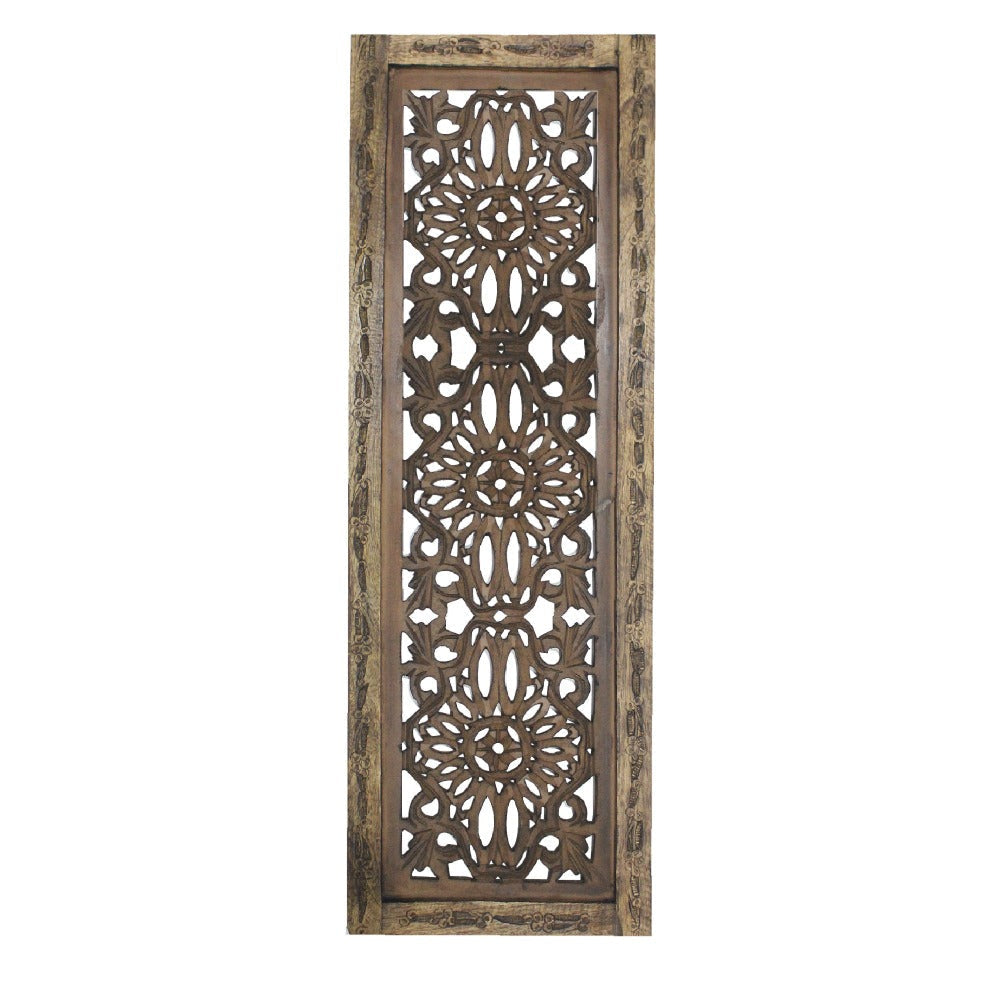 Benzara Floral Hand Carved Wooden Wall Panels Assortment of Two Brown - BM01881 BM01881