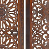 2 Piece Mango Wood Wall Panel Set with Mendallion Carving Burnt Brown - BM01883 BM01883