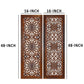 2 Piece Mango Wood Wall Panel Set with Mendallion Carving Burnt Brown - BM01883 BM01883