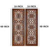 2 Piece Mango Wood Wall Panel Set with Mendallion Carving Burnt Brown - BM01883 BM01883