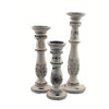 Benzara Distressed Mango Wood Pillar Shaped Candle holder Set of 3 White BM03596