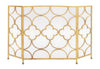 50 Inch 3 Panel Metal Fireplace Screen Quatrefoil Design Gold- BM05668 BM05668