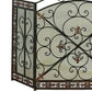 Traditional 3 Panel Metal Fire Screen With Filigree Design Bronze Black The Urban Port 71822