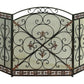 Traditional 3 Panel Metal Fire Screen With Filigree Design Bronze Black The Urban Port 71822