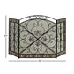 Traditional 3 Panel Metal Fire Screen With Filigree Design Bronze Black The Urban Port 71822