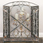 Traditional 3 Panel Metal Fire Screen With Filigree Design, Bronze, Black The Urban Port