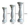 Handmade Wooden Candle Holder with Pillar Base Support Distressed White Set of 3 - BM08012 BM08012