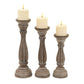 Handmade Wooden Candle Holder with Pillar Base Support Distressed Brown Set of 3 - BM08014 BM08014