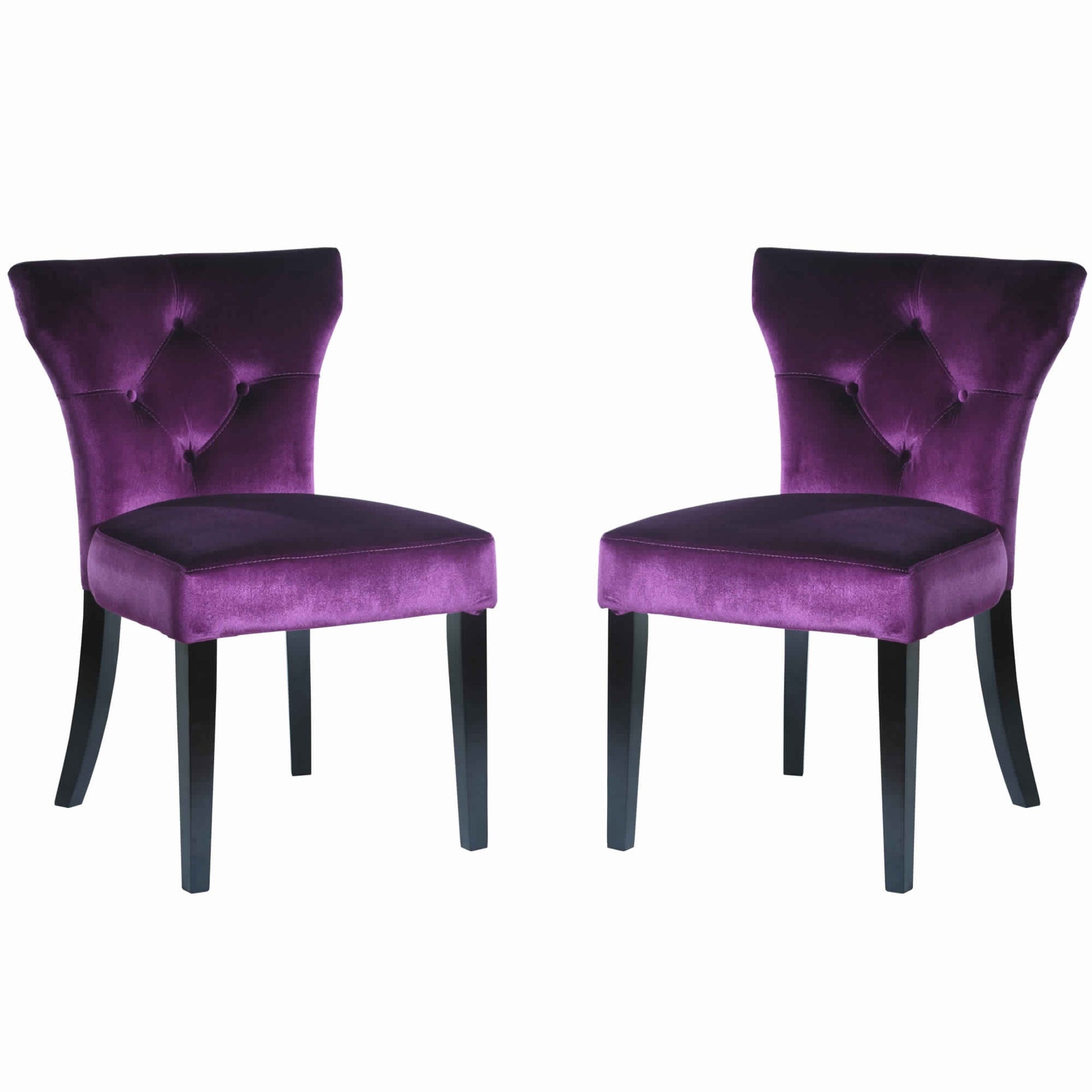 Fabric Side Chair with Padded Seat Set of 2 Purple By Casagear Home BM09918