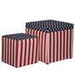 Patriotic Print Square Storage Ottoman with 1 Extra Seating Multicolor By Casagear Home BM101142