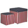 Patriotic Print Square Storage Ottoman with 1 Extra Seating Multicolor By Casagear Home BM101142