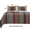 Phoenix Fabric 3 Piece Queen Size Quilt Set with Striped Prints Multicolor By Casagear Home BM101913