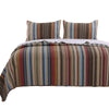 Phoenix Fabric 3 Piece King Size Quilt Set with Striped Prints Multicolor By Casagear Home BM101914