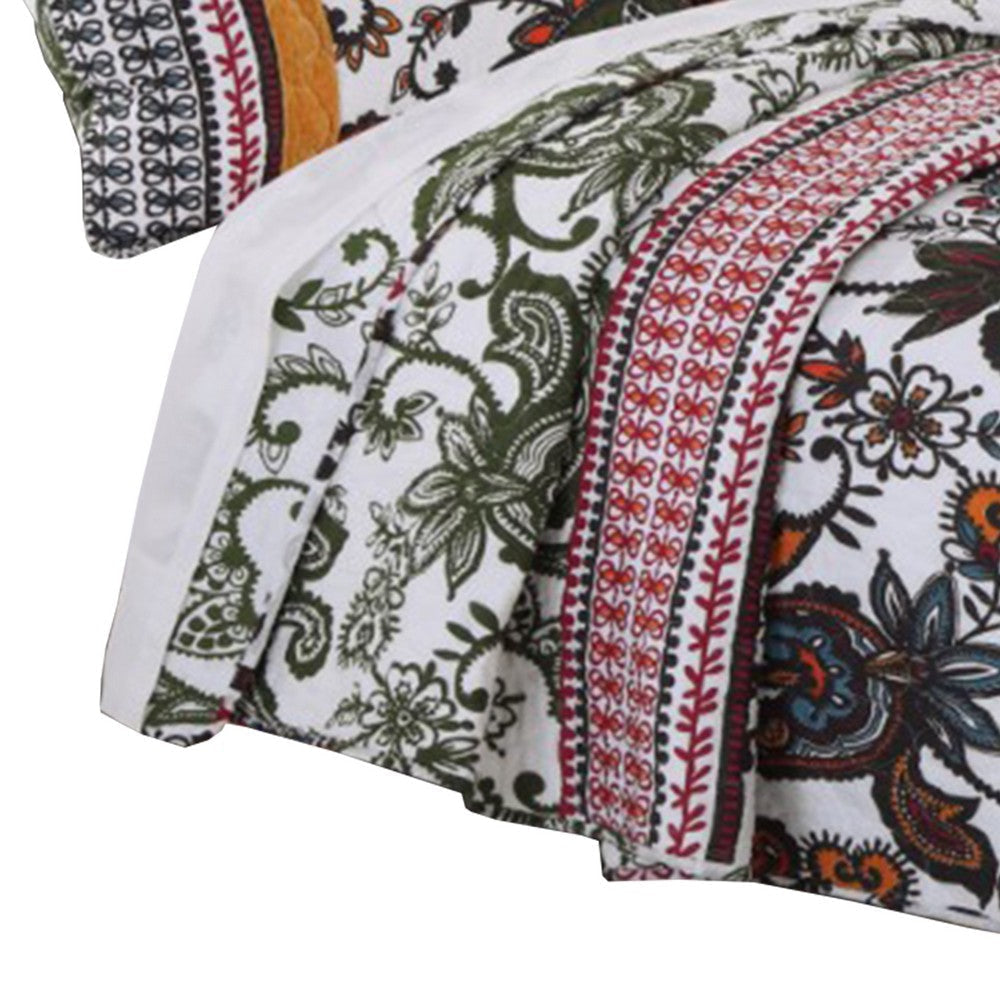 Detroit Fabric 3 Piece Queen Size Quilt Set with Tribal Motifs Multicolor By Casagear Home BM102012