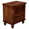 26 Inch Handcrafted Nightstand 2 Drawers Black Powder Coated Knobs Walnut Brown Mango Wood By The Urban Port BM123138