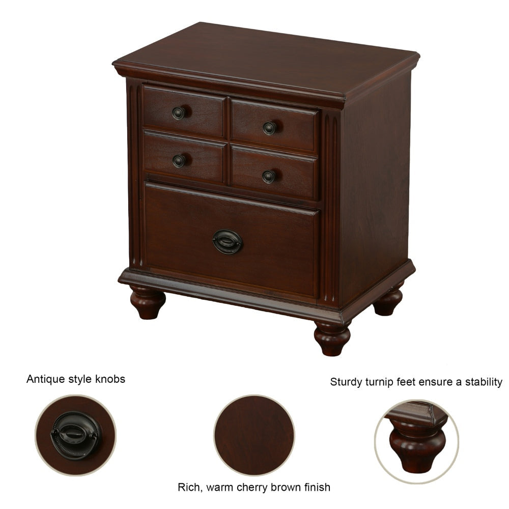 26 Inch Handcrafted Nightstand 2 Drawers Black Powder Coated Knobs Walnut Brown Mango Wood By The Urban Port BM123138