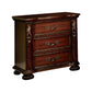 29 Inch Handcrafted Vintage Style Nightstand 3 Drawers Carved Trim Cherry Brown Wood The Urban Port BM123241