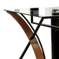 Glass Top Computer Desk with Z Shaped Metal Legs Brown and Black By Casagear Home