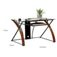 Glass Top Computer Desk with Z Shaped Metal Legs Brown and Black By Casagear Home