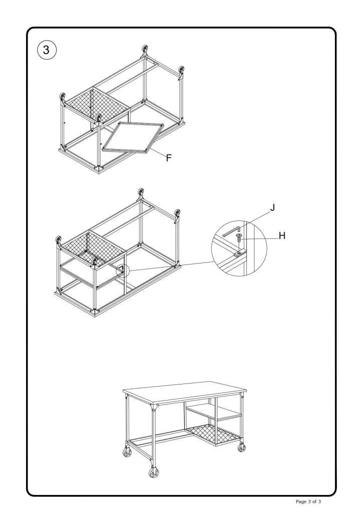 Industrial Style Wooden Desk With Two Bottom Shelves Brown And Black - BM123677 BM123677