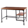 Industrial Style Wooden Desk With Two Bottom Shelves Brown And Black - BM123677 BM123677