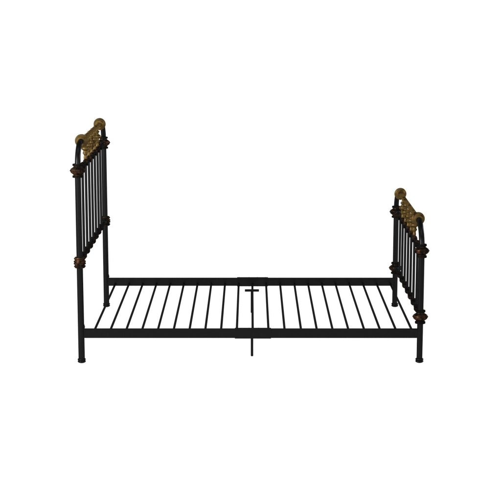 Transitional Queen Metal Bed Black and Gold By Casagear Home FOA-CM7733Q