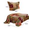 Kamet 3 Piece Fabric King Size Quilt Set with Floral Prints Multicolor By Casagear Home BM14920