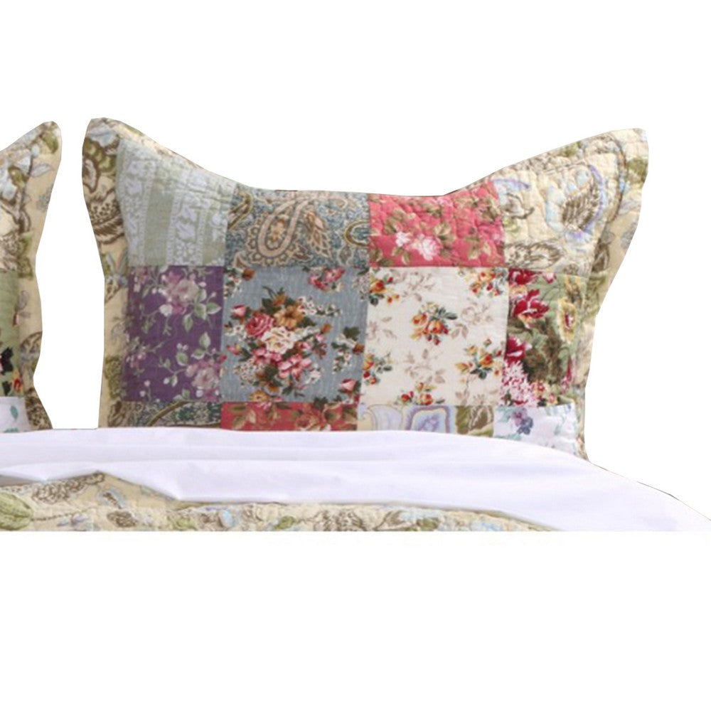 Eiger Fabric Standard Size Sham with Jacobean Prints Multicolor By Casagear Home BM14951