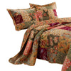 Kamet 3 Piece Fabric King Size Bedspread Set with Floral Prints Multicolor By Casagear Home BM14955