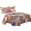 Chicago 5 Piece Fabric Queen Size Quilt Set with Jacobean Prints,Multicolor By Casagear Home BM14969