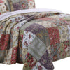 Chicago 3 Piece Fabric Queen Bedspread Set with Jacobean Prints Multicolor By Casagear Home BM14973