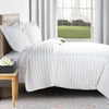 Yukon Fabric 3 Piece King Size Quilt Set with Ruffle Striped Pattern White By Casagear Home BM15046