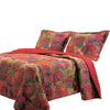 Tisa 3 Piece Reversible King Quilt Set with Floral and Fruit Pattern, Multicolor By Casagear Home