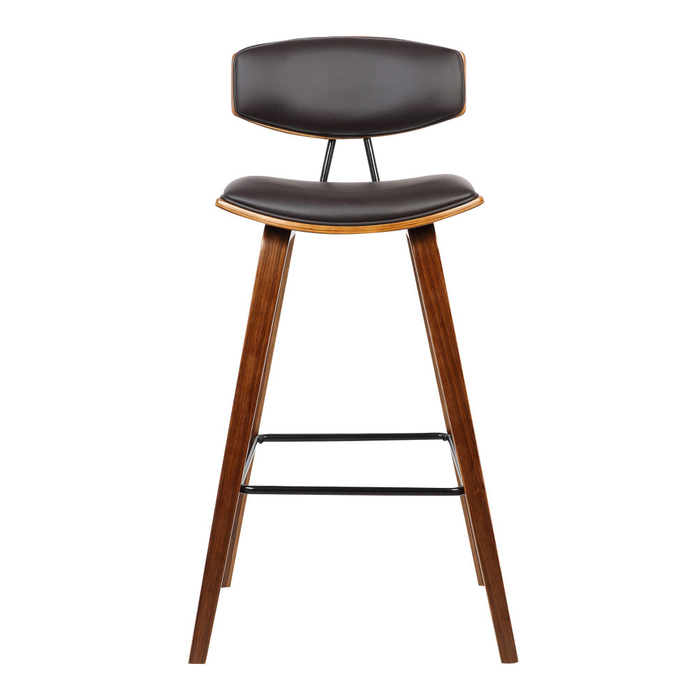 Wooden Frame Leatherette Barstool with Flared Legs Brown By Casagear Home BM155596