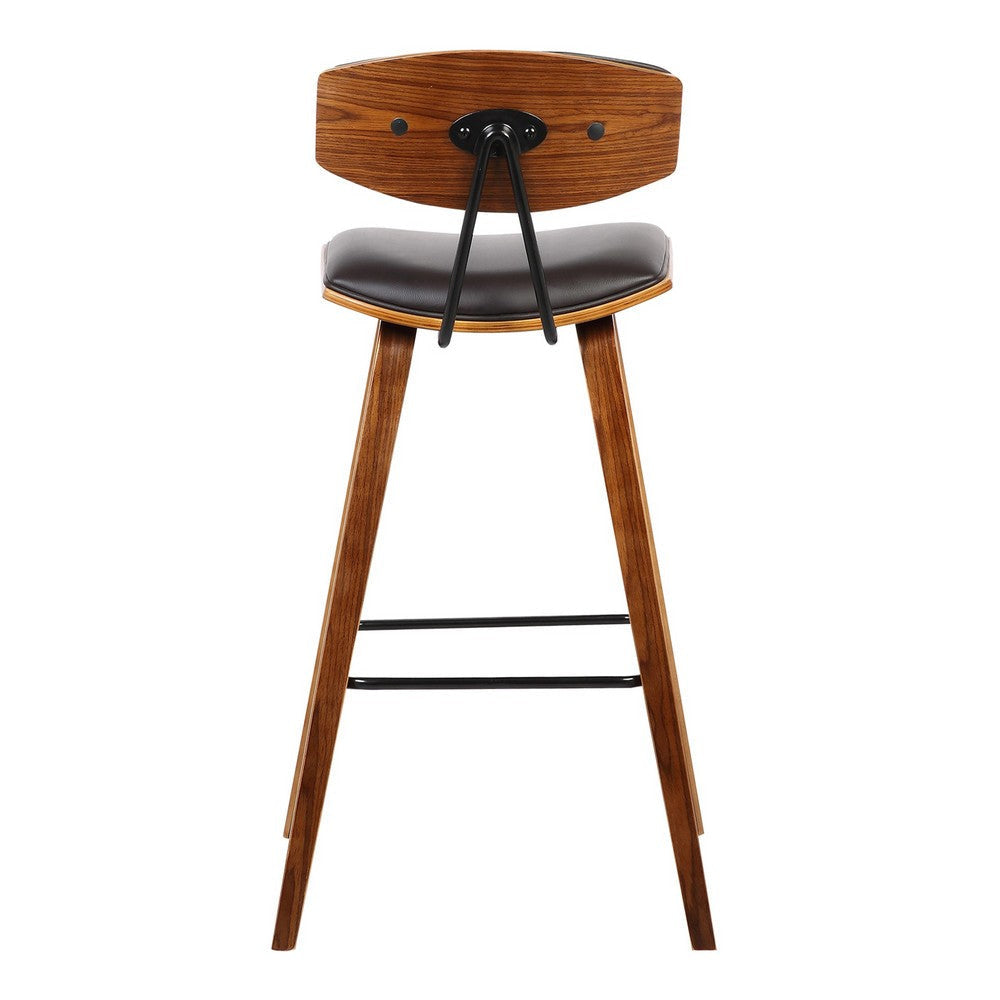 Wooden Frame Leatherette Barstool with Flared Legs Brown By Casagear Home BM155596