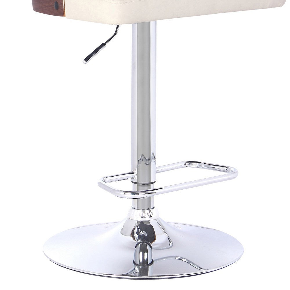 Swivel Wooden Cut Out Back Barstool with Pedestal Base Cream and Chrome By Casagear Home BM155712