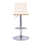 33’’ Leatherette Barstool with Stitched Details,Cream & Chrome By Casagear Home BM155714