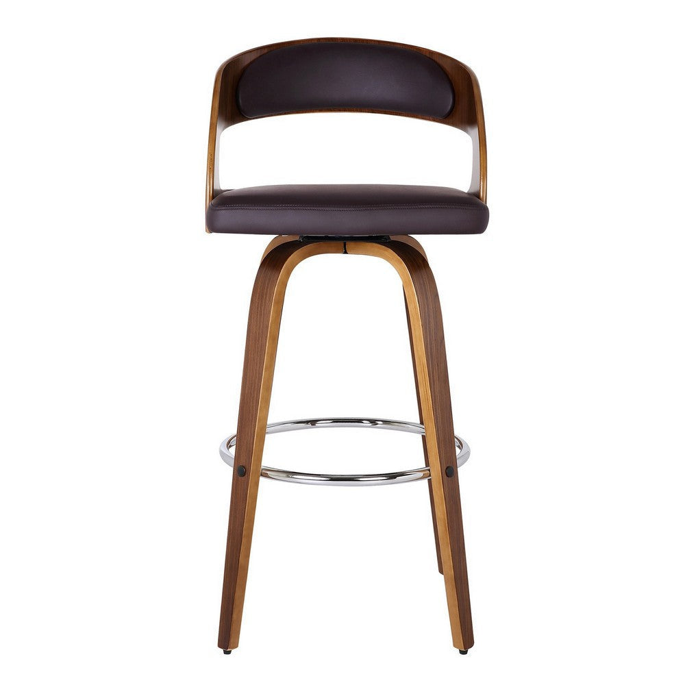 26’’ Leatherette Counter Height Barstool with Open Back,Brown By Casagear Home BM155717