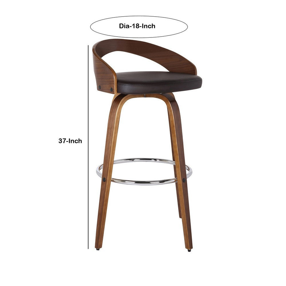 26’ Leatherette Counter Height Barstool with Open Back,Brown By Casagear Home BM155717