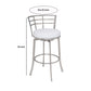 26" Curved Metal Back Counter Height Barstool,Silver & White By Casagear Home