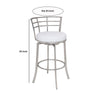 26’’ Curved Metal Back Counter Height Barstool,Silver & White By Casagear Home BM155786