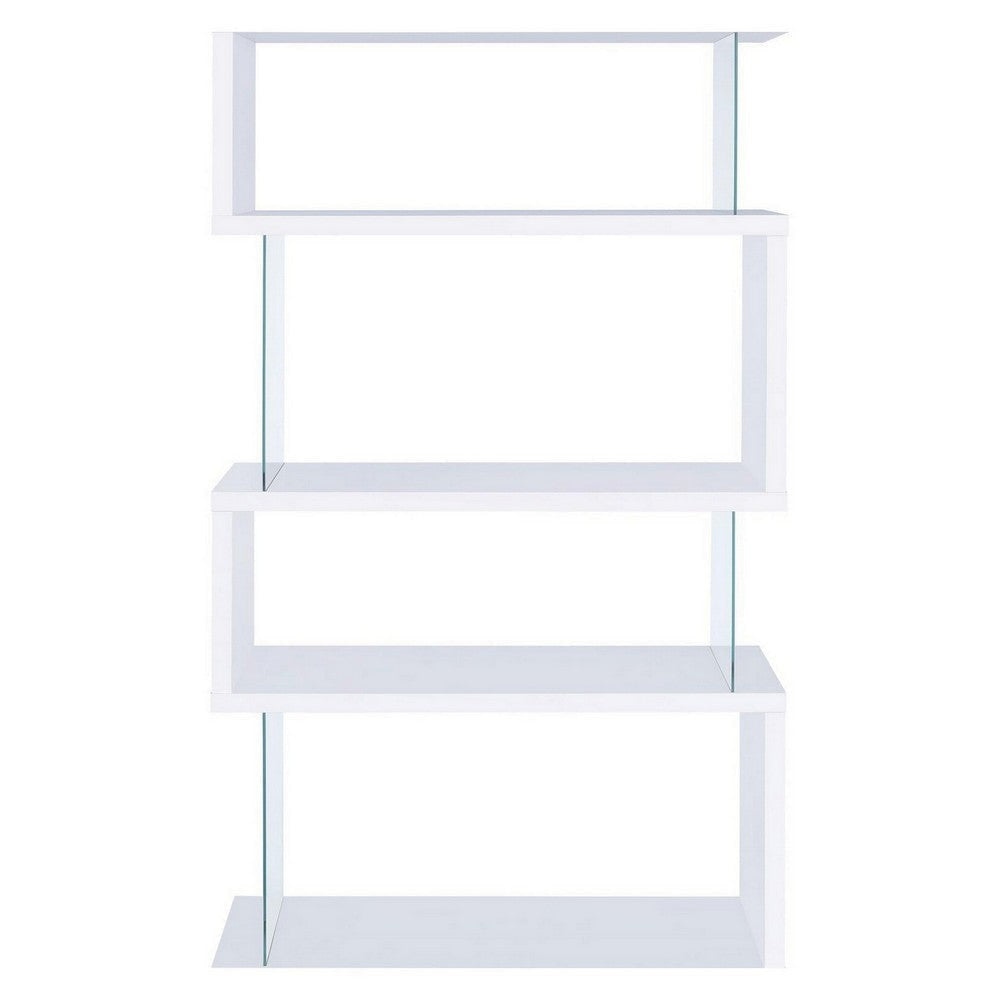 Fantastic glossy white wooden bookcase CCA-800300