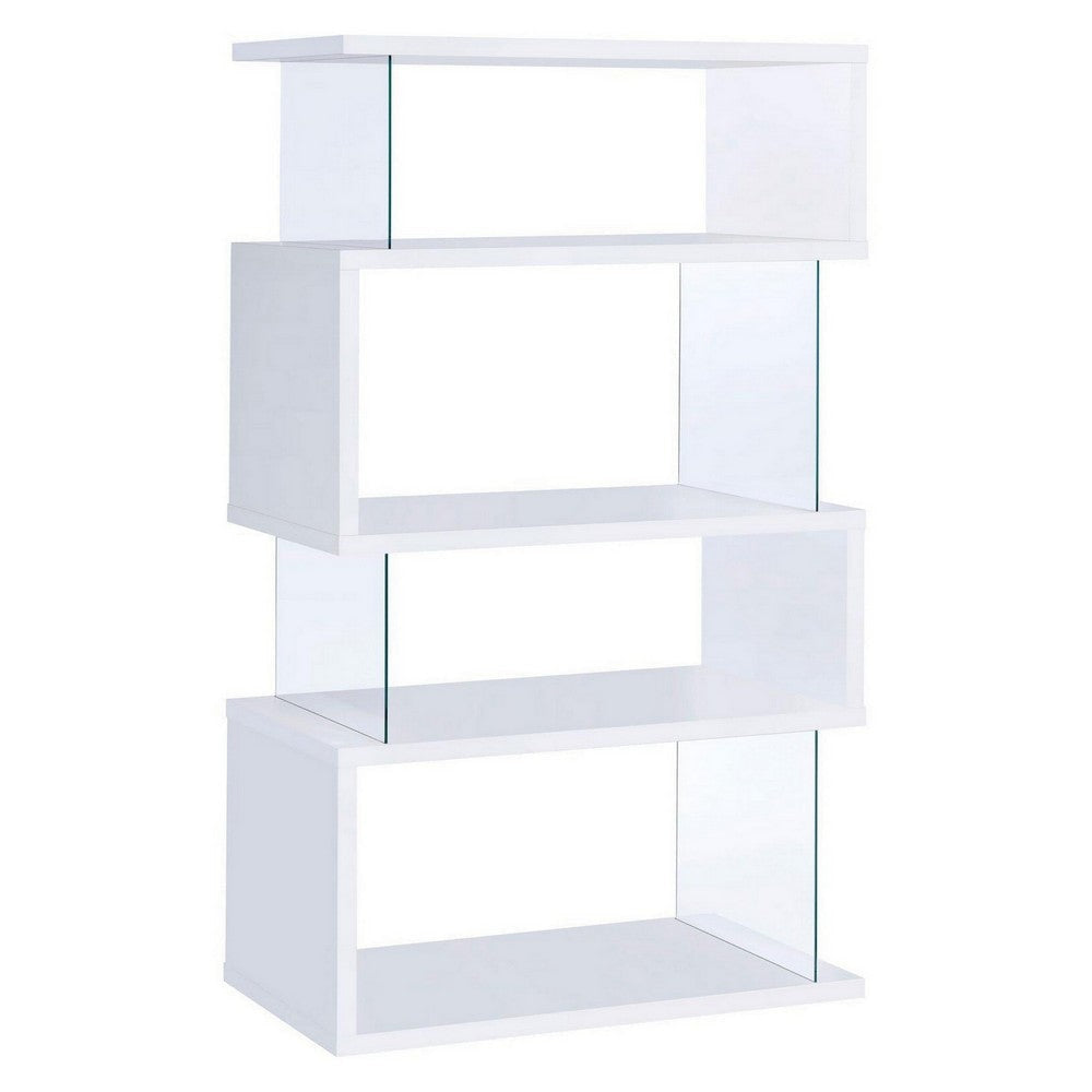 Fantastic glossy white wooden bookcase CCA-800300