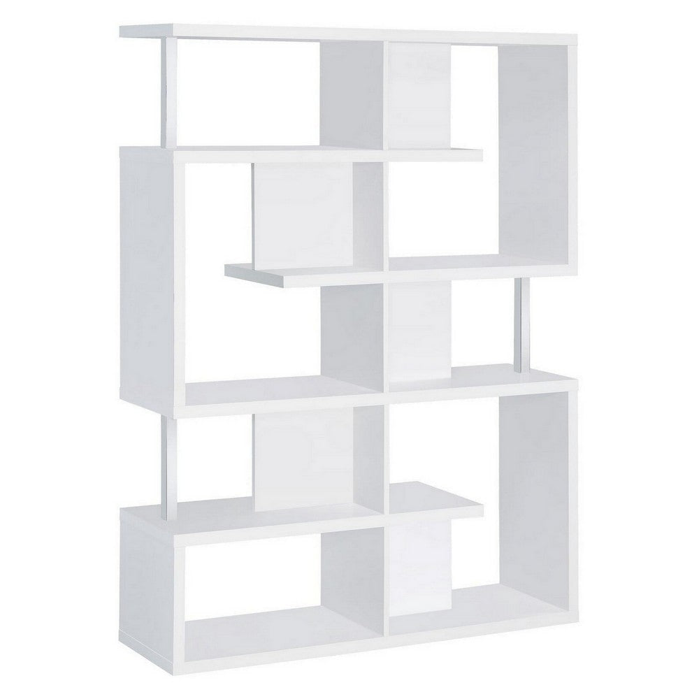 Splendid white bookcase With Chrome Support Beams CCA-800310