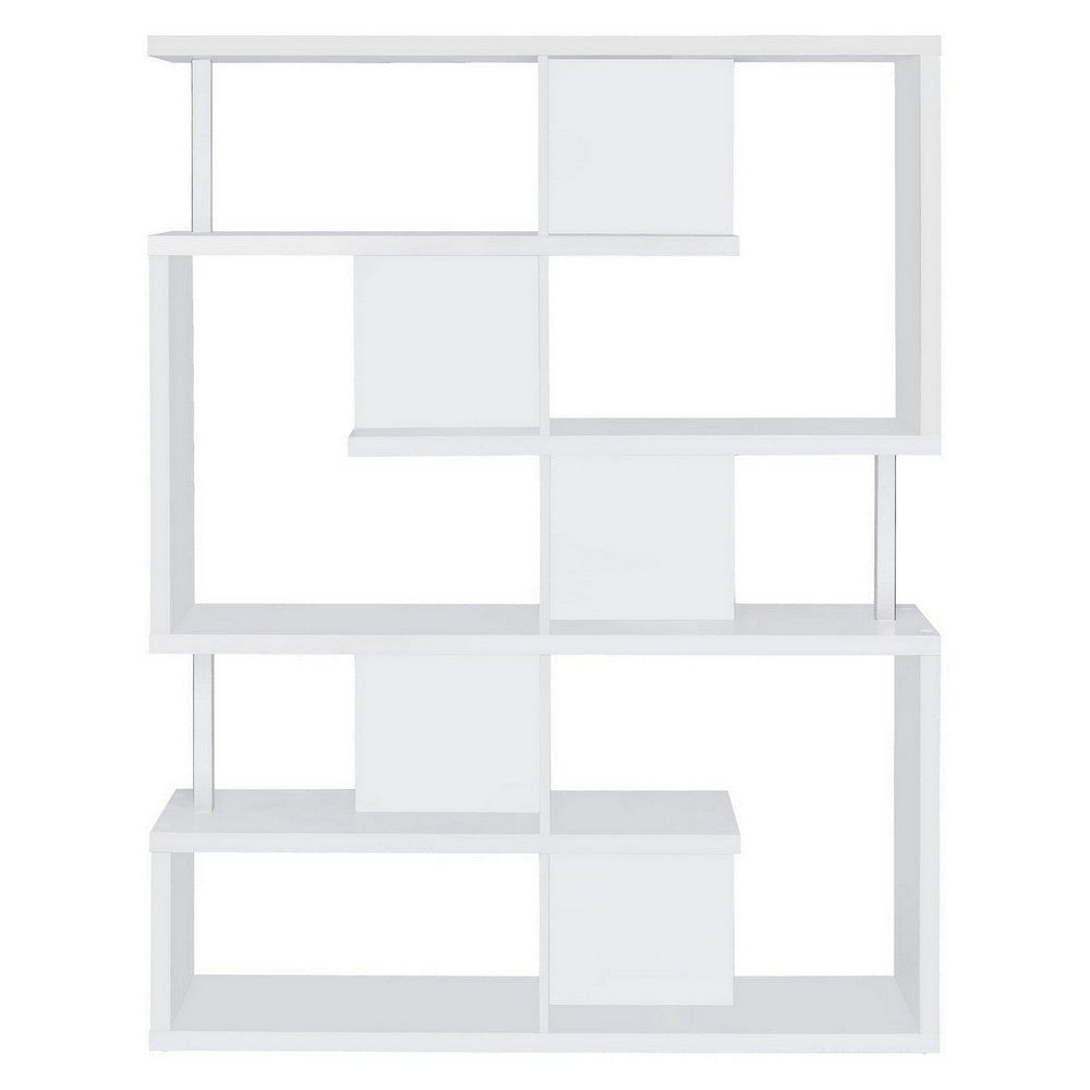 Splendid white bookcase With Chrome Support Beams CCA-800310